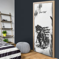 Personalized Harlem Hellfighters Door Cover WWI African American Soldiers Monochrome Grunge Sketch Art