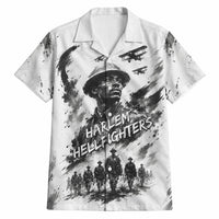 Personalized Harlem Hellfighters Hawaiian Shirt WWI African American Soldiers Monochrome Grunge Sketch Art