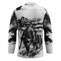 Personalized Harlem Hellfighters Hockey Jersey WWI African American Soldiers Monochrome Grunge Sketch Art