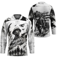 Personalized Harlem Hellfighters Hockey Jersey WWI African American Soldiers Monochrome Grunge Sketch Art