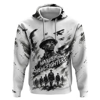Personalized Harlem Hellfighters Hoodie WWI African American Soldiers Monochrome Grunge Sketch Art