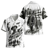Personalized Harlem Hellfighters Kid Hawaiian Shirt WWI African American Soldiers Monochrome Grunge Sketch Art