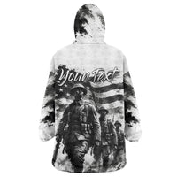 Personalized Harlem Hellfighters Kid Wearable Blanket Hoodie WWI African American Soldiers Monochrome Grunge Sketch Art