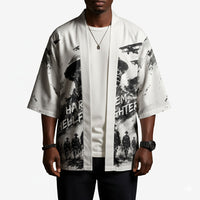 Personalized Harlem Hellfighters Kimono WWI African American Soldiers Monochrome Grunge Sketch Art