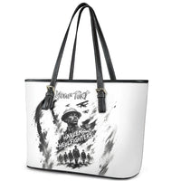 Personalized Harlem Hellfighters Leather Tote Bag WWI African American Soldiers Monochrome Grunge Sketch Art