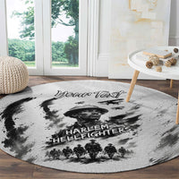 Personalized Harlem Hellfighters Round Carpet WWI African American Soldiers Monochrome Grunge Sketch Art
