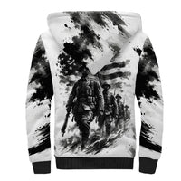 Personalized Harlem Hellfighters Sherpa Hoodie WWI African American Soldiers Monochrome Grunge Sketch Art