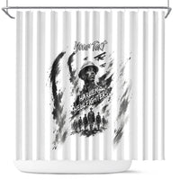 Personalized Harlem Hellfighters Shower Curtain WWI African American Soldiers Monochrome Grunge Sketch Art