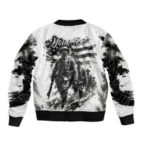 Personalized Harlem Hellfighters Sleeve Zip Bomber Jacket WWI African American Soldiers Monochrome Grunge Sketch Art