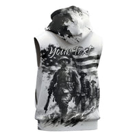 Personalized Harlem Hellfighters Sleeveless Hoodie WWI African American Soldiers Monochrome Grunge Sketch Art