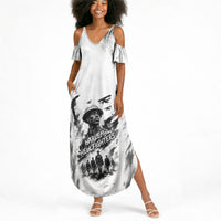 Personalized Harlem Hellfighters Summer Maxi Dress WWI African American Soldiers Monochrome Grunge Sketch Art