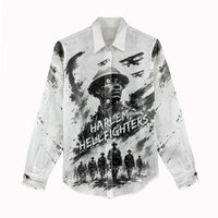 Personalized Harlem Hellfighters Women Casual Shirt WWI African American Soldiers Monochrome Grunge Sketch Art
