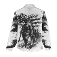 Personalized Harlem Hellfighters Women Casual Shirt WWI African American Soldiers Monochrome Grunge Sketch Art