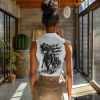 Personalized Harlem Hellfighters Women Sleeveless Polo Shirt WWI African American Soldiers Monochrome Grunge Sketch Art