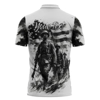 Personalized Harlem Hellfighters Zipper Polo Shirt WWI African American Soldiers Monochrome Grunge Sketch Art