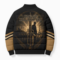 Harlem Hellfighters WWI Soldier Bomber Puffer Jacket Vintage Military Jazz Band Artwork
