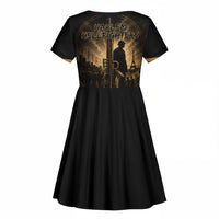 Harlem Hellfighters WWI Soldier Kid Short Sleeve Dress Vintage Military Jazz Band Artwork