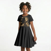 Harlem Hellfighters WWI Soldier Kid Short Sleeve Dress Vintage Military Jazz Band Artwork