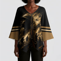 Harlem Hellfighters WWI Soldier Kimono Sleeve Blouse Vintage Military Jazz Band Artwork