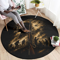 Harlem Hellfighters WWI Soldier Round Carpet Vintage Military Jazz Band Artwork