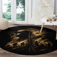 Harlem Hellfighters WWI Soldier Round Carpet Vintage Military Jazz Band Artwork