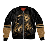 Harlem Hellfighters WWI Soldier Sleeve Zip Bomber Jacket Vintage Military Jazz Band Artwork