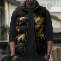 Harlem Hellfighters WWI Soldier Sleeveless Puffer Jacket Vintage Military Jazz Band Artwork