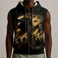 Harlem Hellfighters WWI Soldier Sleeveless Zip Hoodie Vintage Military Jazz Band Artwork