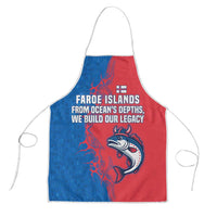 Faroe Islands Apron with Viking Fish Illustration Red Blue Runic Design - Wonder Print Shop