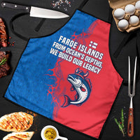 Faroe Islands Apron with Viking Fish Illustration Red Blue Runic Design - Wonder Print Shop