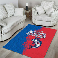 Faroe Islands Area Rug with Viking Fish Illustration Red Blue Runic Design - Wonder Print Shop