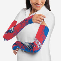Faroe Islands Arm Sleeves with Viking Fish Illustration Red Blue Runic Design - Wonder Print Shop