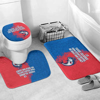 Faroe Islands Bathroom Set with Viking Fish Illustration Red Blue Runic Design - Wonder Print Shop