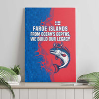 Faroe Islands Canvas Wall Art with Viking Fish Illustration Red Blue Runic Design - Wonder Print Shop