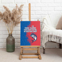 Faroe Islands Canvas Wall Art with Viking Fish Illustration Red Blue Runic Design - Wonder Print Shop