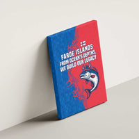 Faroe Islands Canvas Wall Art with Viking Fish Illustration Red Blue Runic Design - Wonder Print Shop