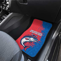 Faroe Islands Car Mats with Viking Fish Illustration Red Blue Runic Design - Wonder Print Shop
