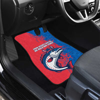 Faroe Islands Car Mats with Viking Fish Illustration Red Blue Runic Design - Wonder Print Shop