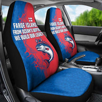 Faroe Islands Car Seat Cover with Viking Fish Illustration Red Blue Runic Design - Wonder Print Shop