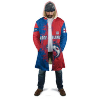 Faroe Islands Cloak with Viking Fish Illustration Red Blue Runic Design - Wonder Print Shop