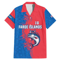 Faroe Islands Family Matching Mermaid Dress and Hawaiian Shirt with Viking Fish Illustration Red Blue Runic Design - Wonder Print Shop
