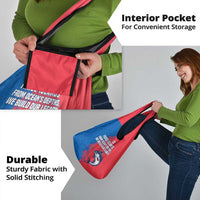 Faroe Islands Grocery Bag with Viking Fish Illustration Red Blue Runic Design - Wonder Print Shop