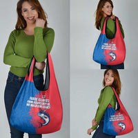 Faroe Islands Grocery Bag with Viking Fish Illustration Red Blue Runic Design - Wonder Print Shop