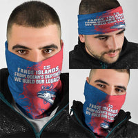 Faroe Islands Neck Gaiter with Viking Fish Illustration Red Blue Runic Design TS04