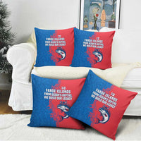 Faroe Islands Pillow Cover with Viking Fish Illustration Red Blue Runic Design - Wonder Print Shop