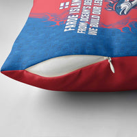 Faroe Islands Pillow Cover with Viking Fish Illustration Red Blue Runic Design - Wonder Print Shop
