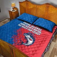 Faroe Islands Quilt Bed Set with Viking Fish Illustration Red Blue Runic Design - Wonder Print Shop