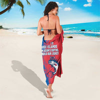 Faroe Islands Sarong with Viking Fish Illustration Red Blue Runic Design - Wonder Print Shop