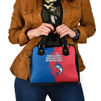Faroe Islands Shoulder Handbag with Viking Fish Illustration Red Blue Runic Design - Wonder Print Shop