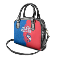 Faroe Islands Shoulder Handbag with Viking Fish Illustration Red Blue Runic Design - Wonder Print Shop